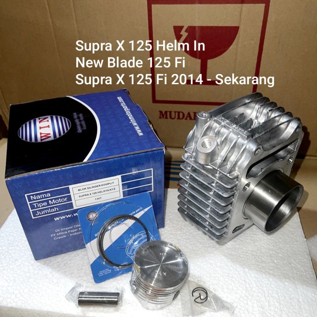 Cylinder Block Blok Seher + Ring Piston Honda SUPRA X 125 HELM IN / NEW BLADE 125 FI / SUPRA X 125 F