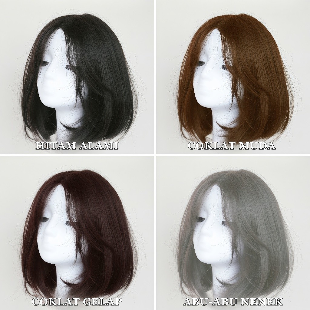 (Morenca) Wig wanita full kepala/wig rambut pendek/wig natural wanita/wig rambut pendek wanita/wig t