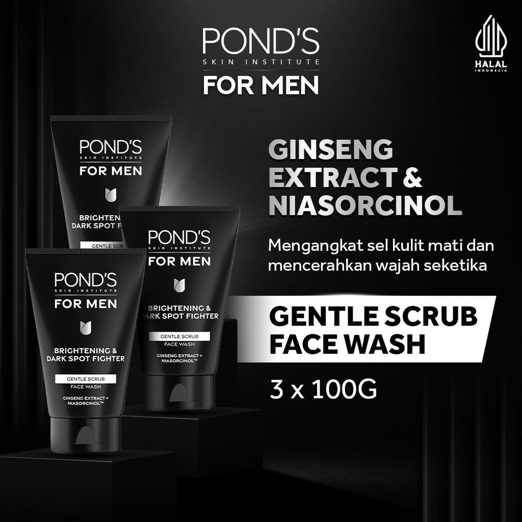 PONDS Skin Institute for Men Brightening & Dark Spot Fighter FACE SCRUB 100g FACIAL SCRUB Pria Mence