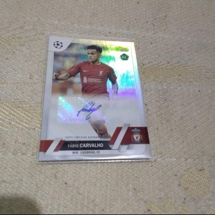 Kartu Bola Topps Refractor Auto Autograph Fabio Carvalho Liverpool RC RARE TaO 
