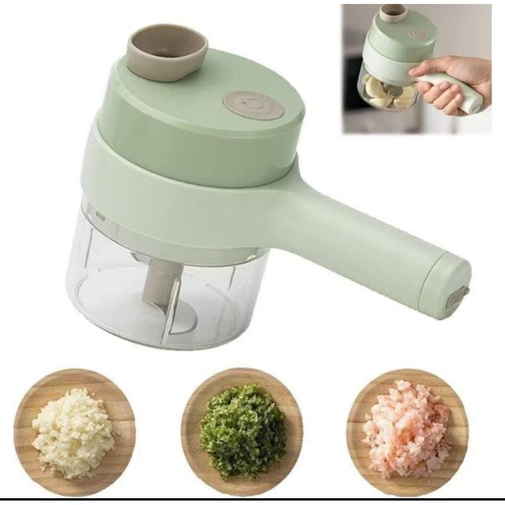 Blender Sayur 4 in 1Model Genggam  / Set Alat Pemotong Sayuran Tanpa Kabel pengiris penggiling  bawa
