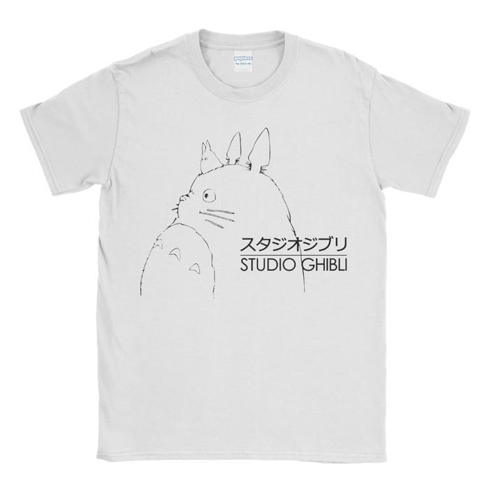 (COD) Baju Kaos Tshirt Studio Ghibli Logo - Putih, XS