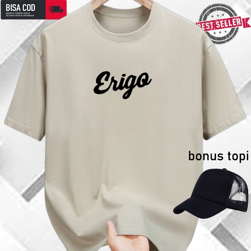 terbaru promo Bonus Topi...!!! Kaos Distro Lengan Pendek erigo Text Hitam / Kaos Premium / Kaos Terk