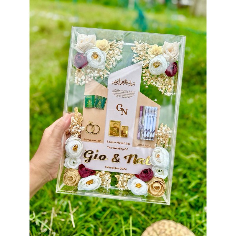 Bingkai mahar pernikahan akrilik / Bingkai mahar pernikahan  pillar