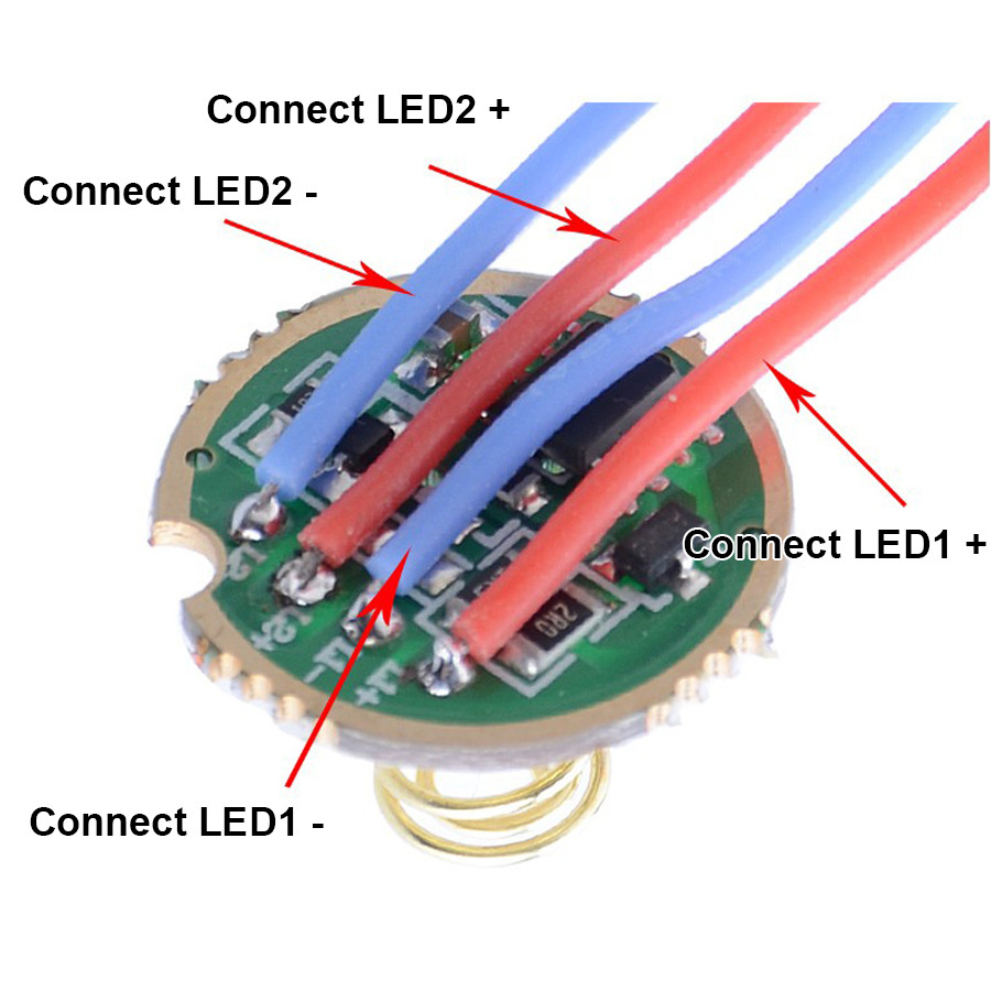 Flashlight driver 2.7-4.5V 20mm 2*LED 2 way Output 1A 4 modes driver y circuit board Drive for 3.7V 