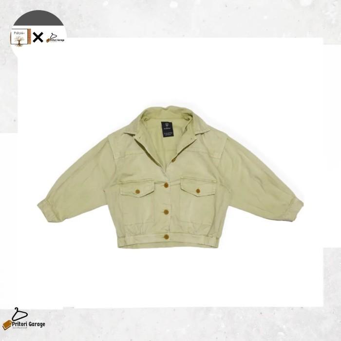 Raw Denim Jeans Trucker Flight Box Cut Jacket W Closet Sage Green