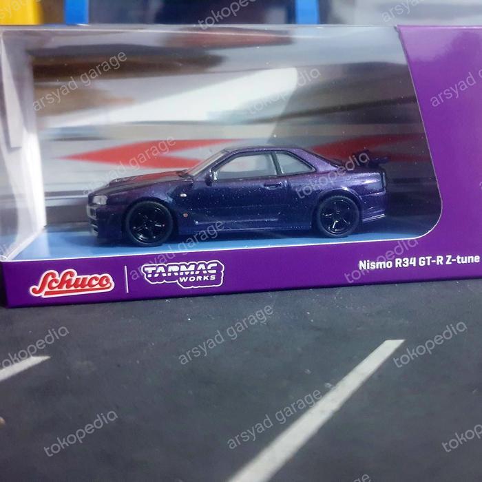 Diecast Schuco x Tarmac Nissan Skyline Nismo GTR R34 Z Tune Purple RESTRO