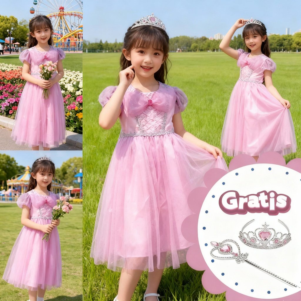 Dress Anak Perempuan Terbaru 2025 Gaun Natal Anak Perempuan Terbaru Umur 2-10 Tahun Baju Princess