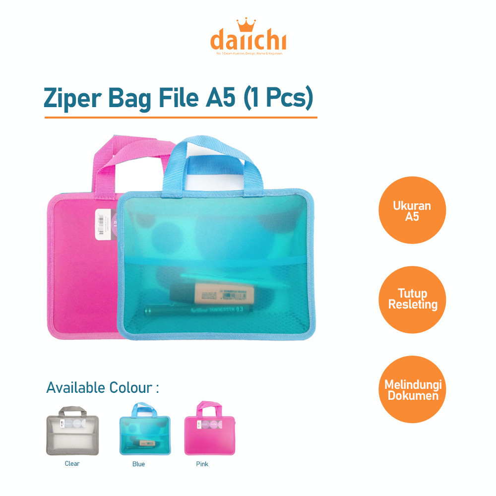 Map Plastik Resleting Zipper File A5 Daiichi POP