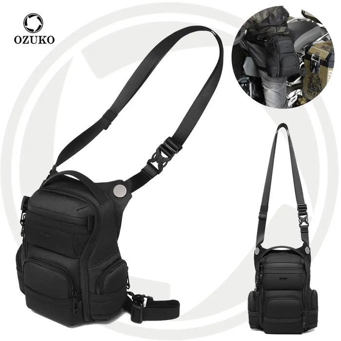 promo  -OZUKO Legaro Leg Bag #9816 - Tas Paha Selempang Mini Pria - Black