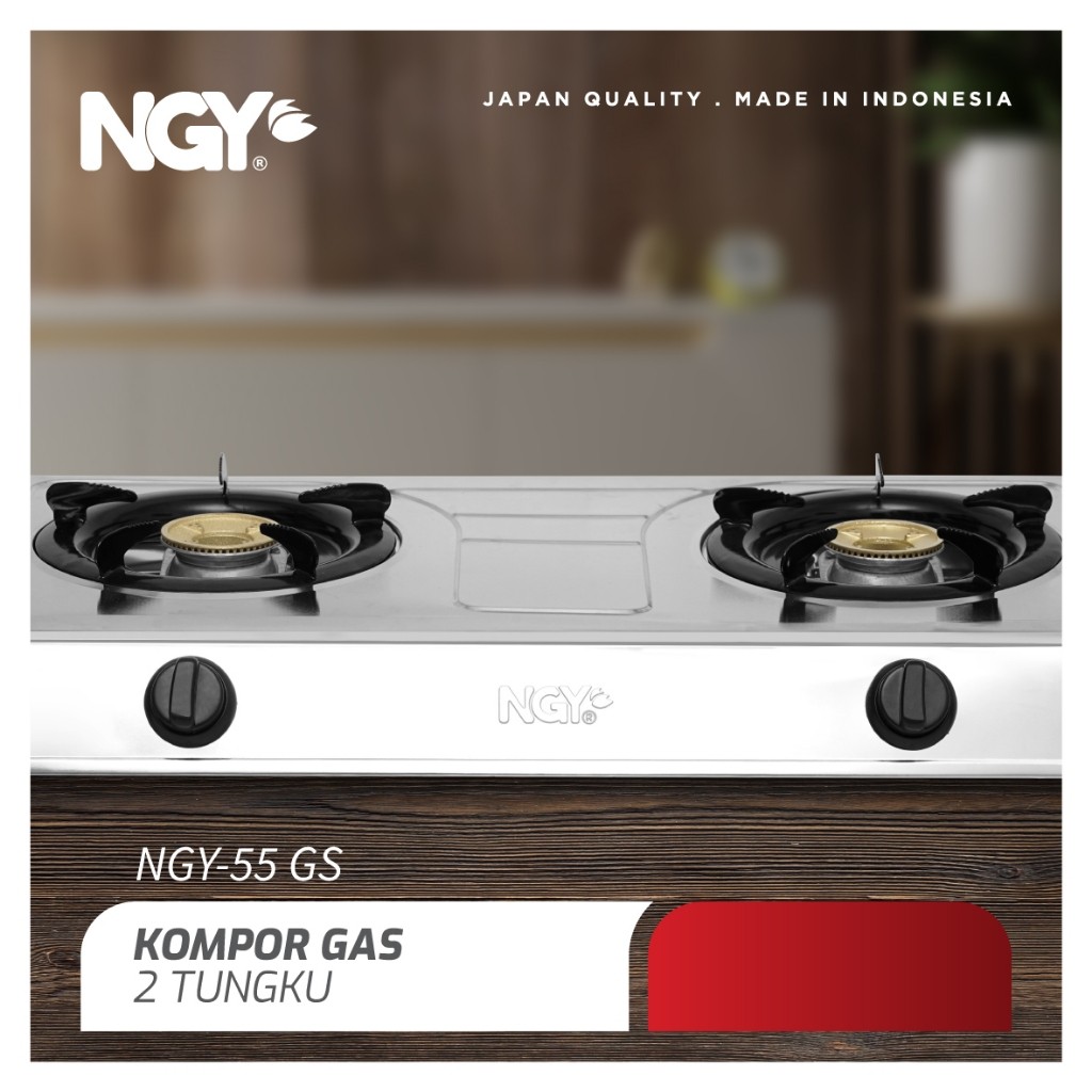 NGY Stain-Free Gas Stove / Kompor Gas Api 2 Tungku | NGY-555 NAGOYA