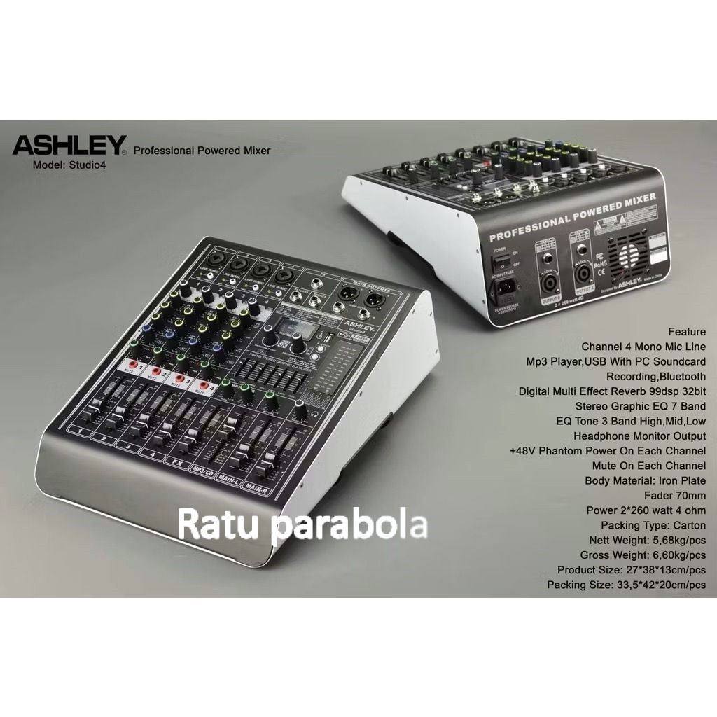 power mixer 4 channel ashley studio 4 original power mixer ashley studio4 garansi 1 tahun