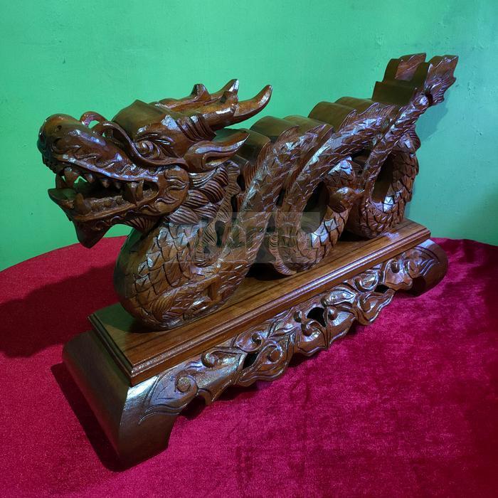 Stand Jagrak Pusaka Ukiran Naga Istimewa Kayu Jati Asli Murah Meriah UE3432