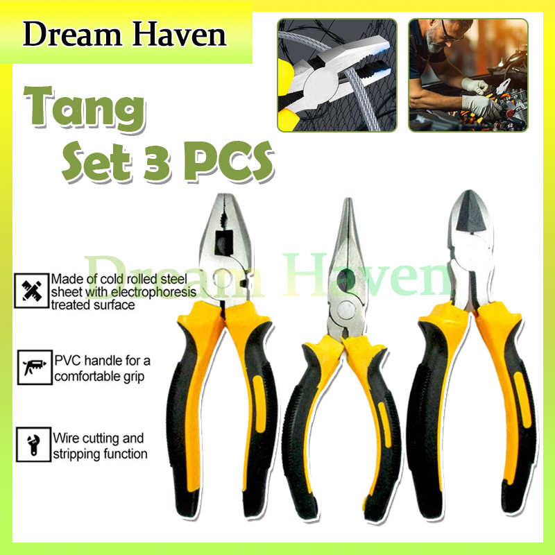 Tang Set 3 PCS/Tang Potong Kombinasi Lancip 6in1-Anti Slip Anti Karat