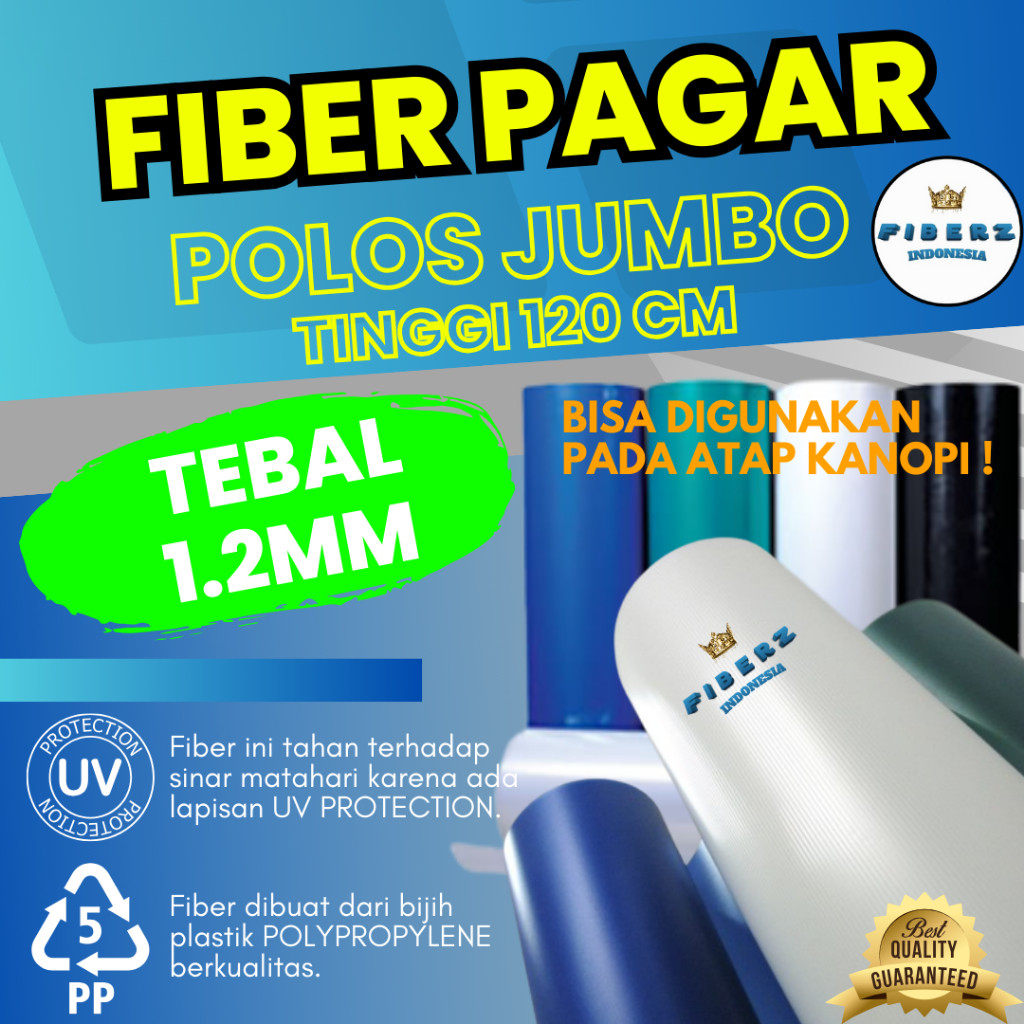 FIBERZ - TINGGI 120cm - Fiber Plastik Penutup Pagar JUMBO POLOS TEBAL 1.2mm Meteran