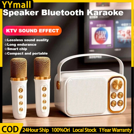 [MEDIATEK] Microphone Speaker Bluetooth Karaoke Set/2 Microphone Portable Wireless Mini Speaker Outd