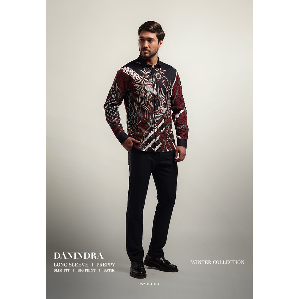 MOC Kemeja Batik Lengan Panjang Pria DANINDRA - MAROON