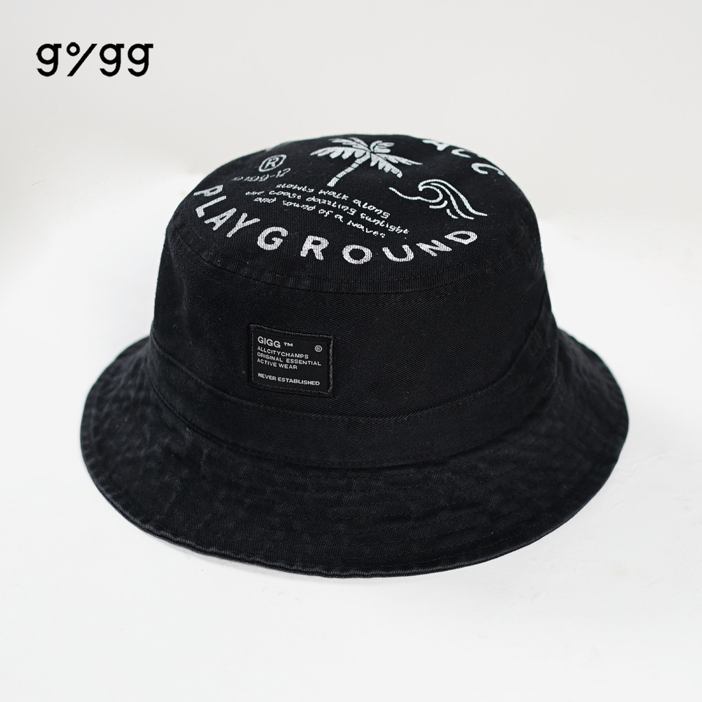 Gigg Caribou Bucket Topi Bucket Hat Pria Outdoor Caribou Hitam Twill