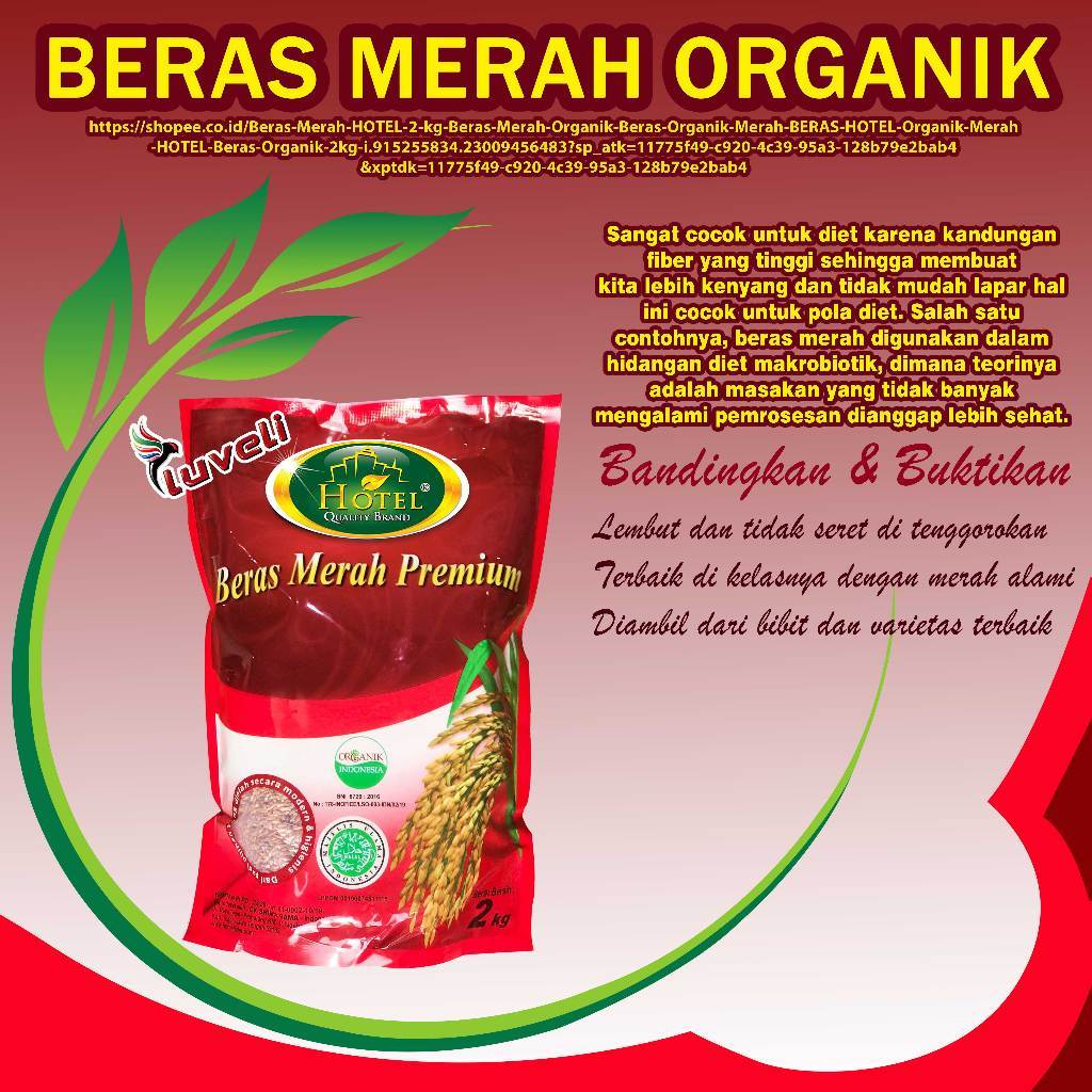 [HEIMORY] Beras Merah HOTEL 2 kg - Beras Merah Organik - Beras Organik Merah - BERAS HOTEL Organik M