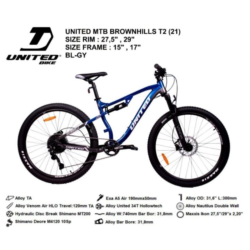 sepeda gunung MTB united Brownhills T2 27,5 29