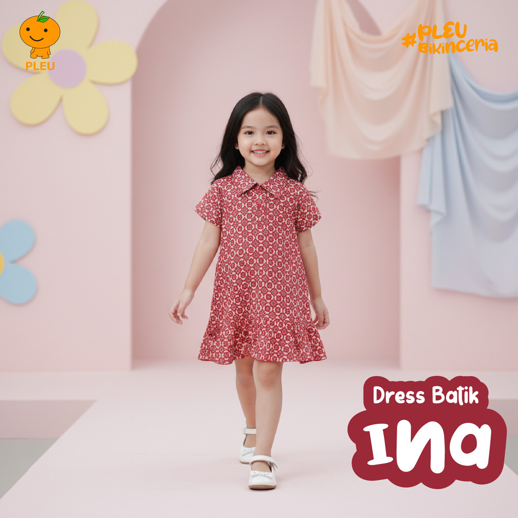 PLEU Dress Batik Ina | Baju Anak Perempuan Usia 2-8 Tahun