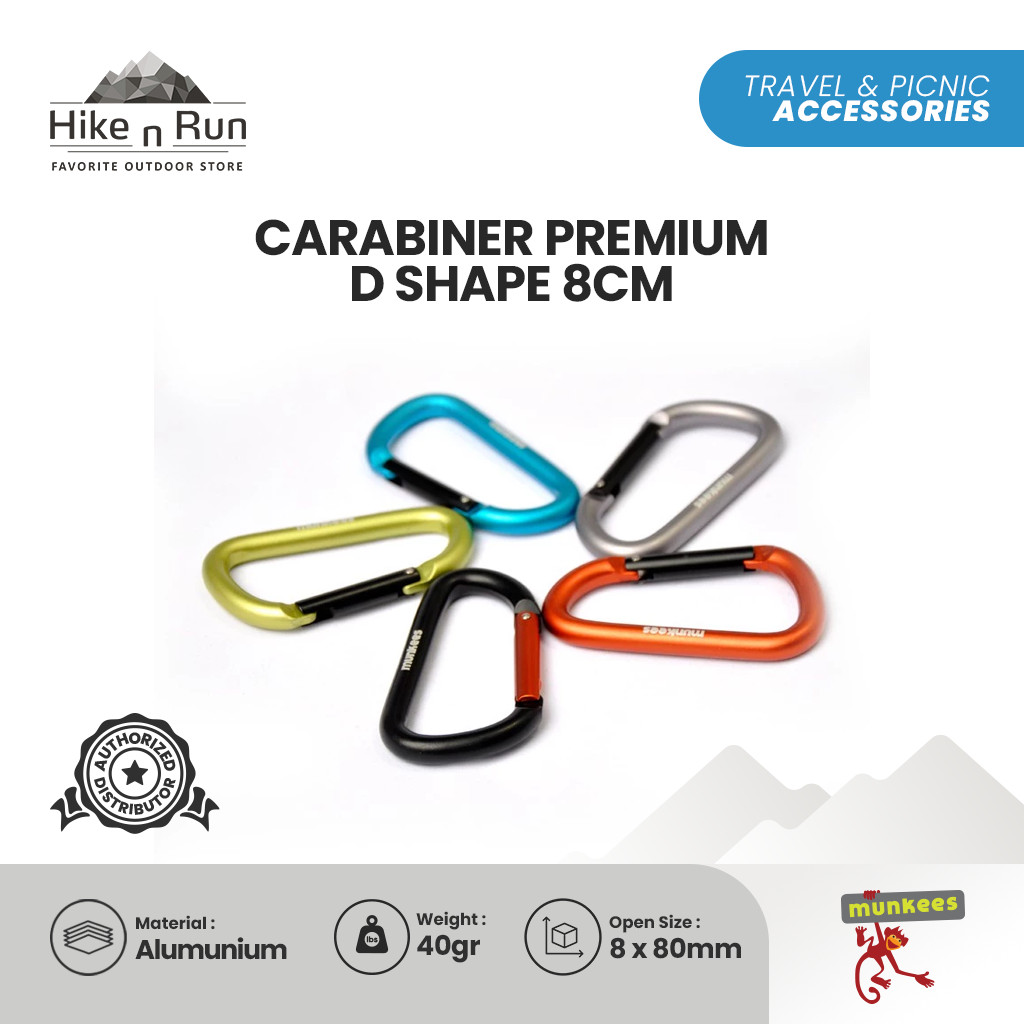 Carabiner Premium Munkees D Shape 8cm - 3208