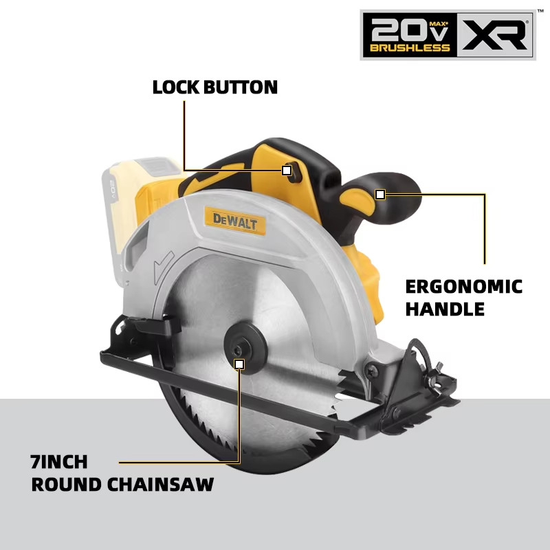Dewalt 20V Battery 7inch Cordless Circular Saw 5000rpm Brushless Woodworking Saw 45degree Cutting An