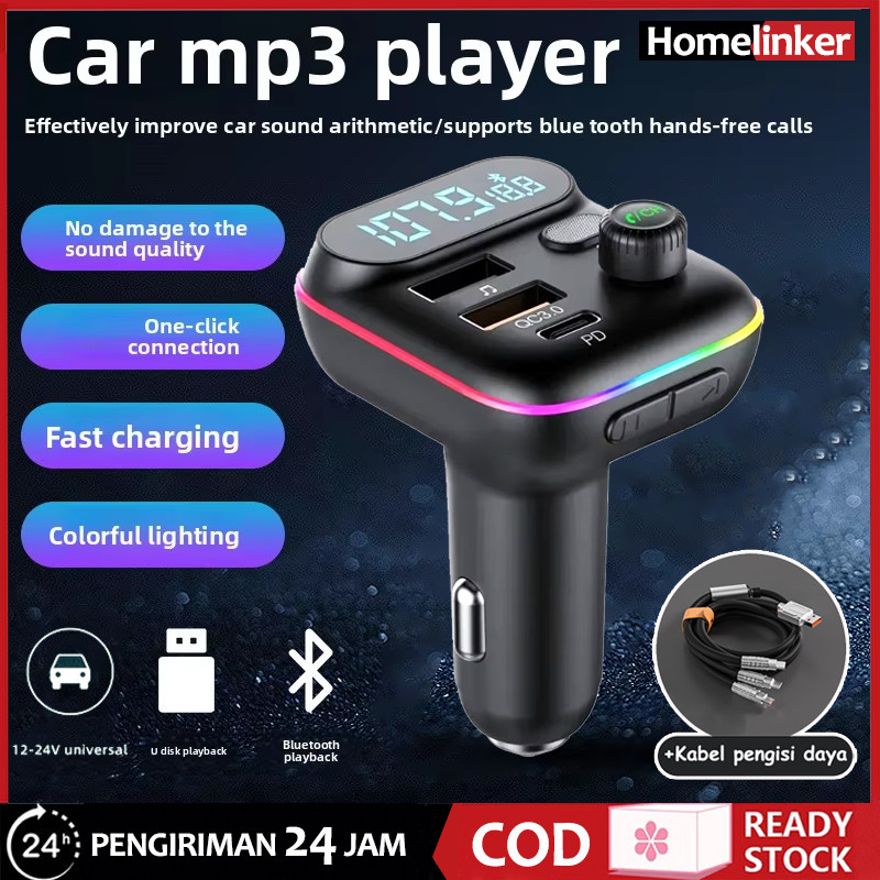 (COD) C29 Car Charger Pemutar Musik Bluetooth Mobil Bluetooth MP3 Player Receiver FM 12-24V Mobil Co