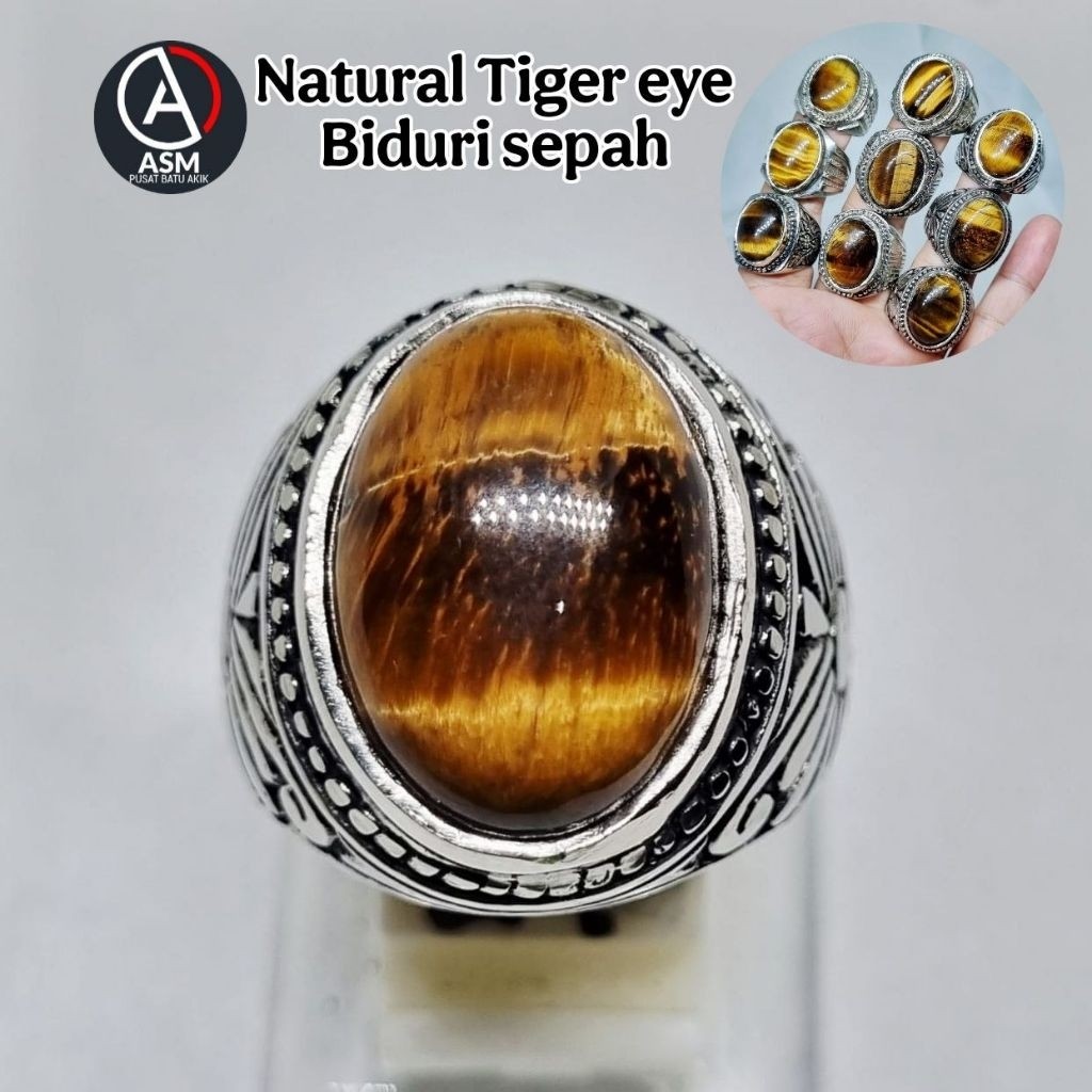 Cincin batu tiger eye / biduri sepah / mata harim4u / rings cincin pria
