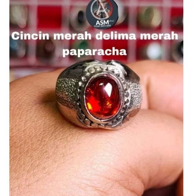 Cincin merah delimo merah paparacha cincin batu akik pria wanita