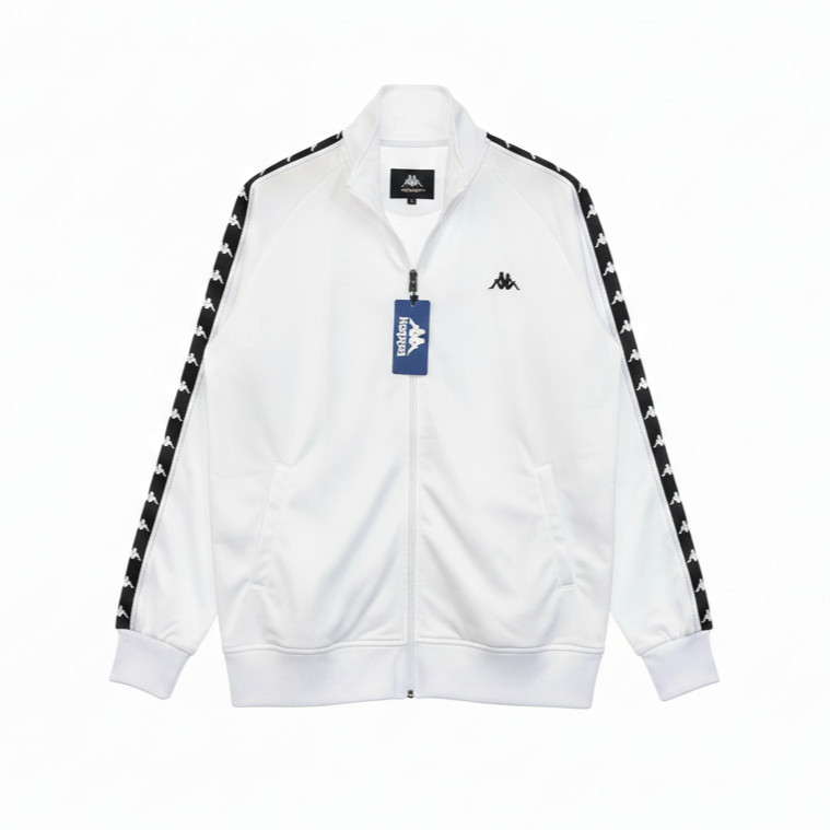 JAKET TRACKTOP KAPPA PUTIH APK HITAM PRIA WANITA CASUAL LOGO BORDIR ZIPPER SWEATER CREWNECK BRANDED