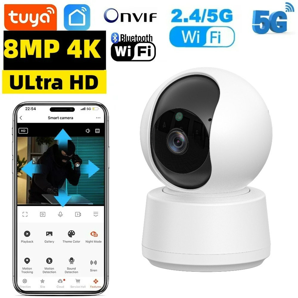 Tuya 8MP 5G WiFi Camera Tuya Smart Home Wireless IP Surveillance Camera AI Detect Automatic Tracking