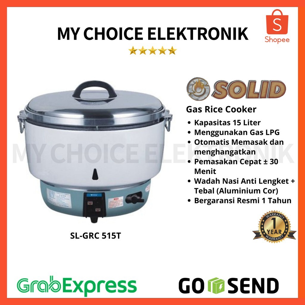 SOLID Gas Rice Cooker 15 Liter GRC 515 / Magic Com - Garansi 1 Tahun