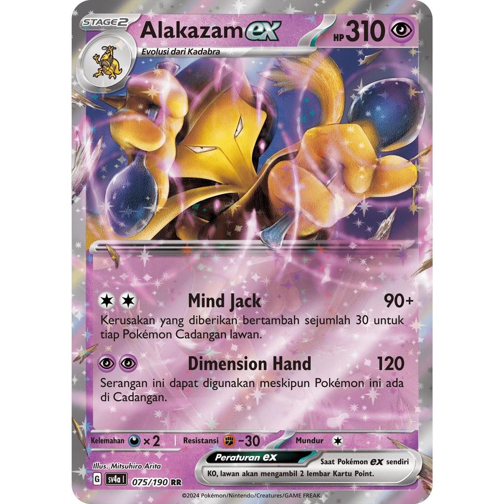 TCG Alakazam EX RR 075/190 Holo SV4a  KARTU CARD POKEMON INDONESIA