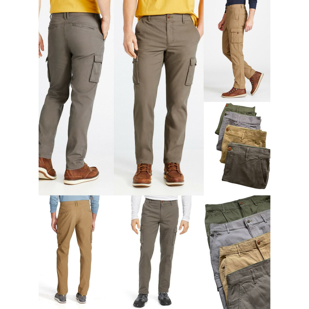 Celana Outdoor Kargo Pria LL Bean Men's BeanFlex Standard-Fit Canvas Cargo Pants - 7898