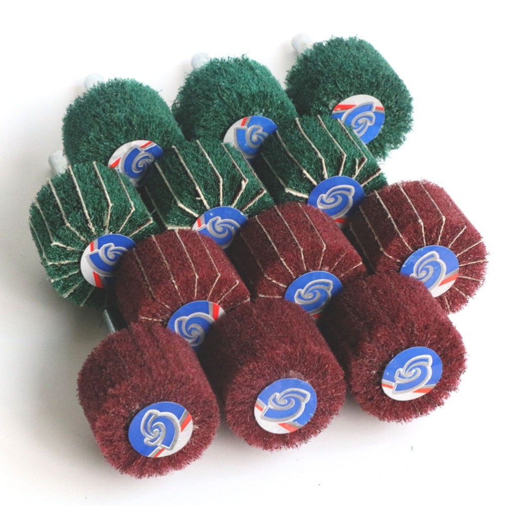 Nylon Fiber Buffing Polishing Wheel 2530mm 12pcs Nonwoven Scouring Pad Abrasive Wheel Grinng Head Fo