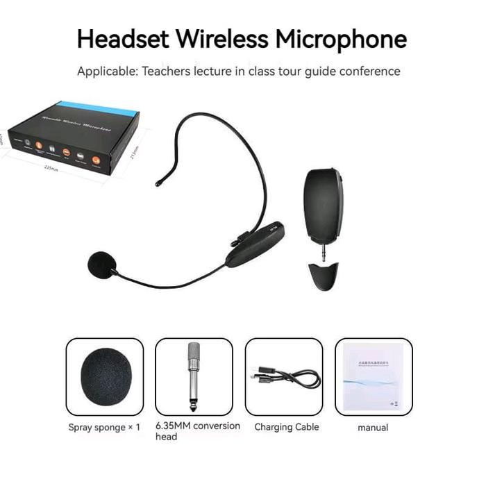 Mic wirelles clip on bando heandset microphone wirelles meating mengajar streaming  rekam vidio mic 