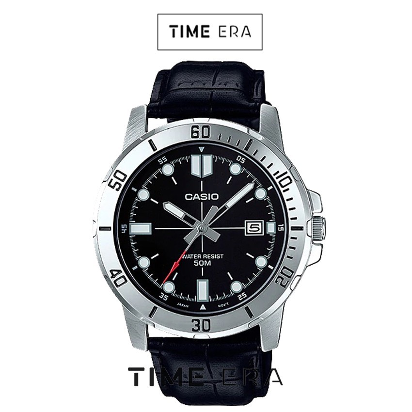 ORIGINAL Casio General MTP VD01L 1E / MTP-VD01L-1E Jam Tangan Pria Kulit Hitam CS1