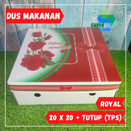 Kotak Makanan Tutup Pisah 20x20 / Dus Nasi Box Kue Motif TPS Royal