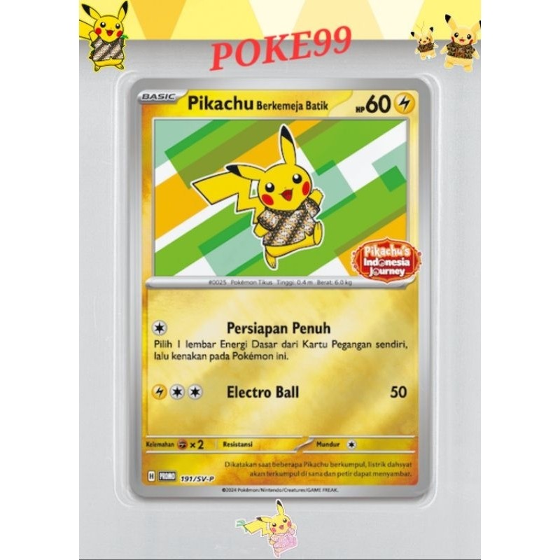 Discount Promo Original Batik Holo Pikachu Card, Indonesian Pokemon Card