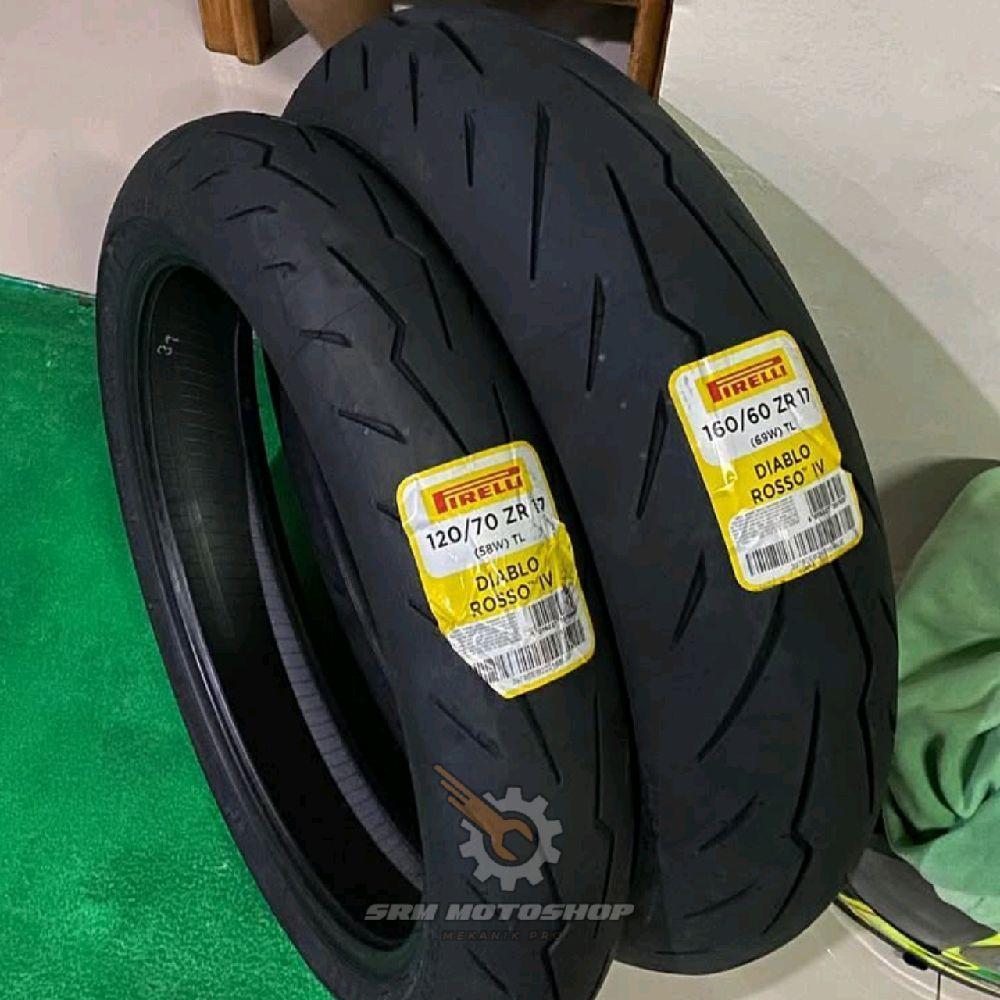 Set Ban Pirelli 120/70-17 & 160/60-17 Diablo Rosso IV Radial Tipe Tubeles