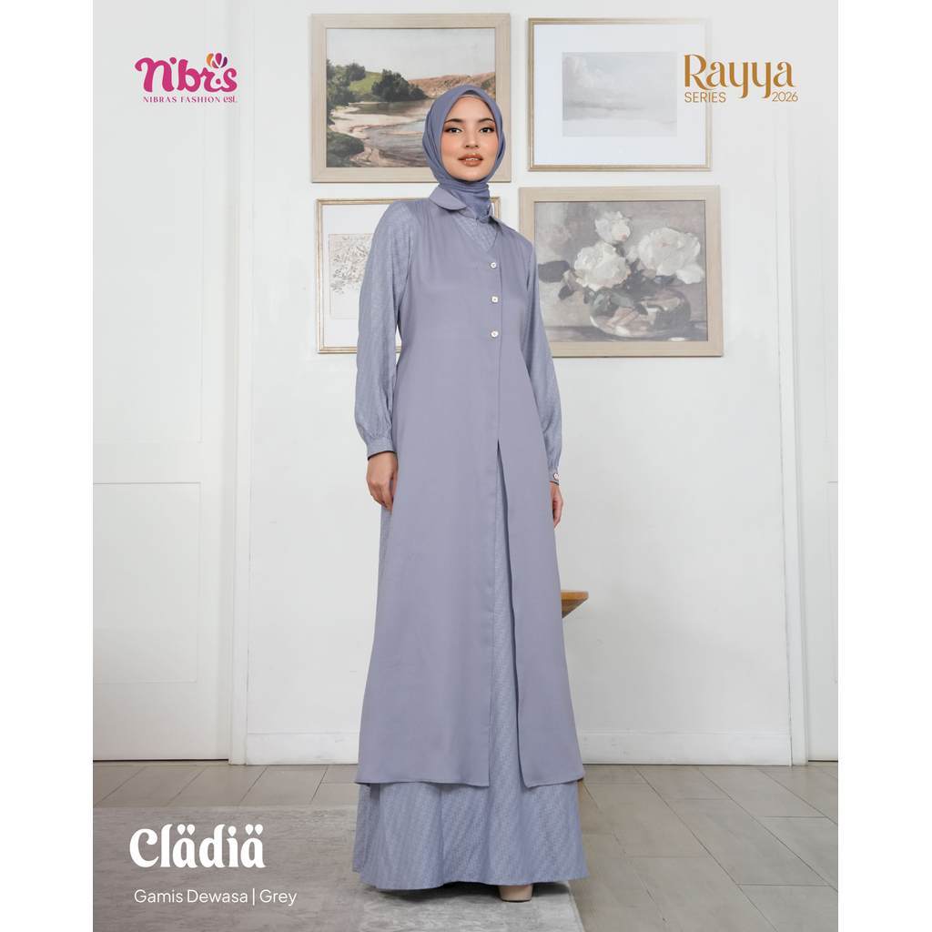 Sarimbit Nibras Cladia Baju Couple Keluarga Gamis Ibu Anak & Koko Ayah Dewasa Anak Cream NBRS Rayya
