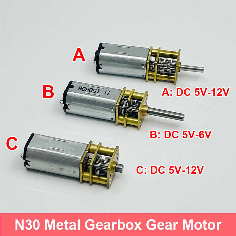 GA12-N30 DC 5V 6V 9V 12V Mini N30 Full Metal Gearbox Gear Reducer Motor 5RPM/30RPM/50RPM Slow Speed 