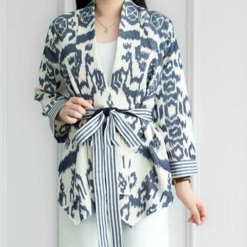 Atasan Blezer Tenun Wanita Outher Tenun Socket Sumba Jepara NTT Atasan Bawahan Rok Wanta Kekinian