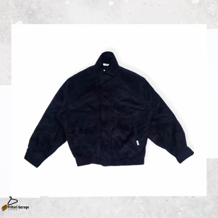 Harington Quilted Work Jacket Suede Troy Bros Navy "Vintage"