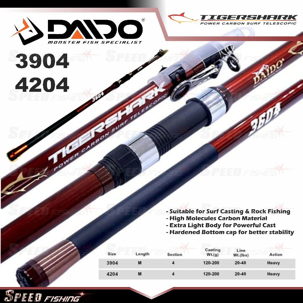 Joran Pancing Daido Tiger Shark 390 420 450 Telescopic Surf Rod Carbon