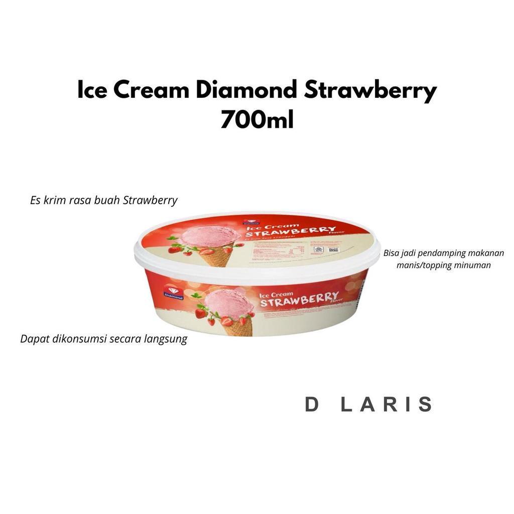Ice Cream Diamond Strawberry 700ml Es Krim Box Rasa Stroberi Creamy Lembut Enak