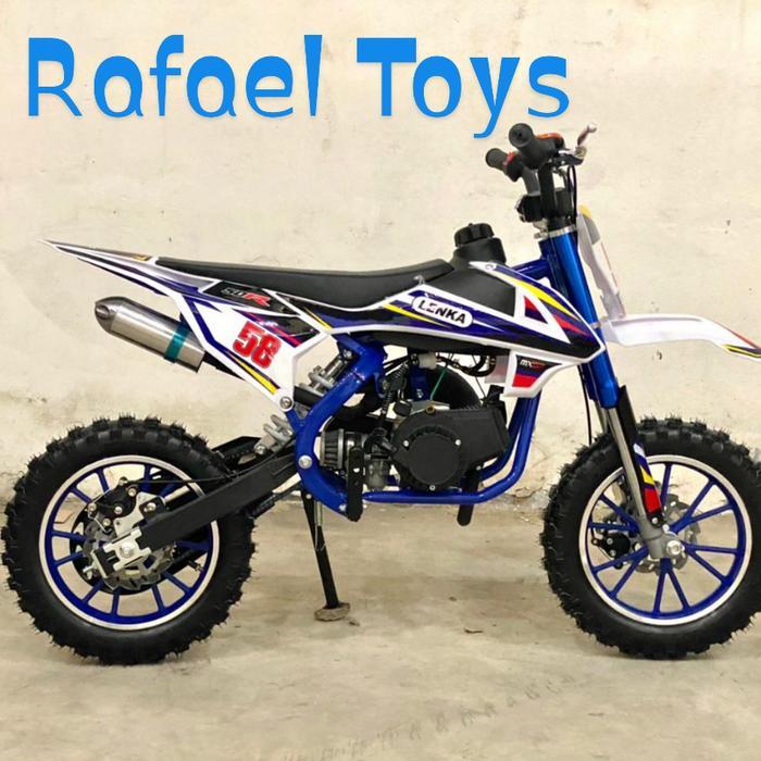 MOTOR MINI TRAIL LENKA MC 58 MESIN 2 TAK 50 CC - MAINAN MOTOR CROSS - Biru