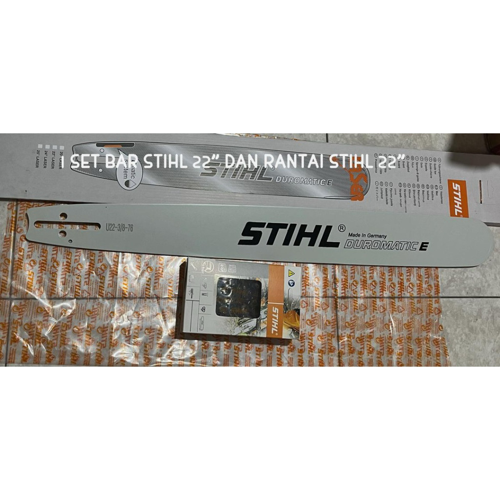 1 SET BAR ASLI STIHL 22” DAN RANTAI STIHL 22” LASER BAJA Best Seller