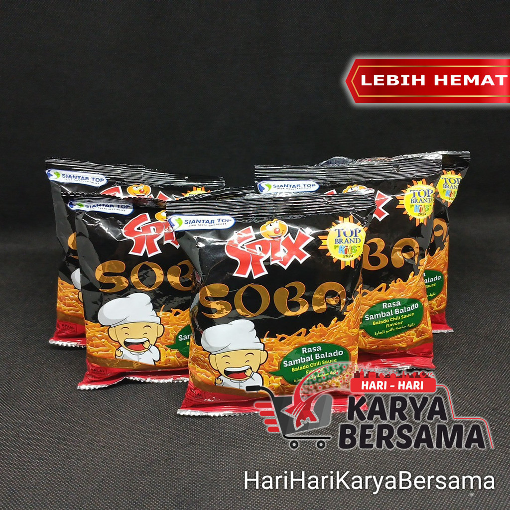 MAKANAN RINGAN SNACK SIANTAR TOP SPIX SOBA RASA SAMBAL BALADO PACK 5'S X 21GR